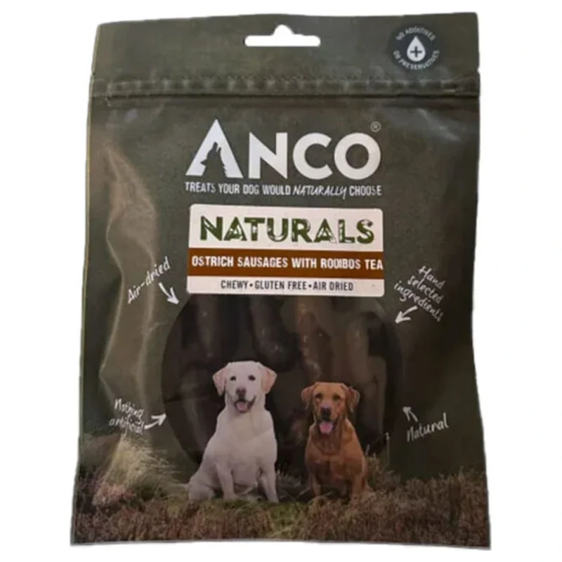 Anco Naturals Ostrich Sausages with Rooibos Dog Treats 9 Pack