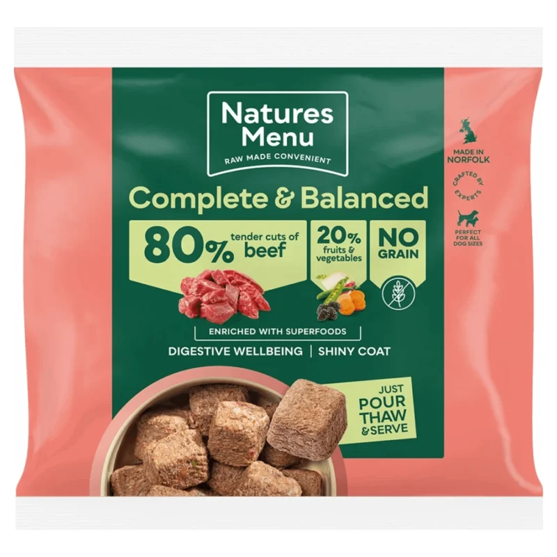Natures Menu 80 20 Beef Grain Free Raw Dog Food Nuggets