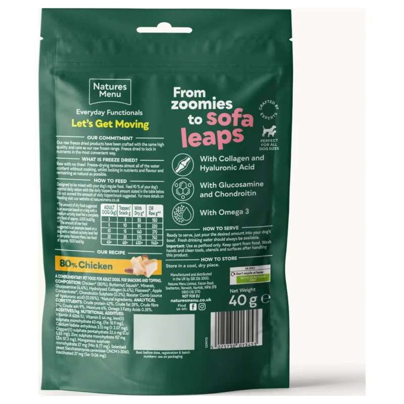 Natures Menu Lets Get Moving Chicken Freeze Dried Dog Treats 40g Back