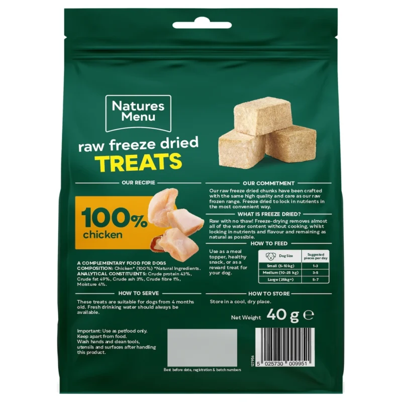 Natures Menu Raw Freeze Dried Chicken Chunks Dog Treats 40g Back