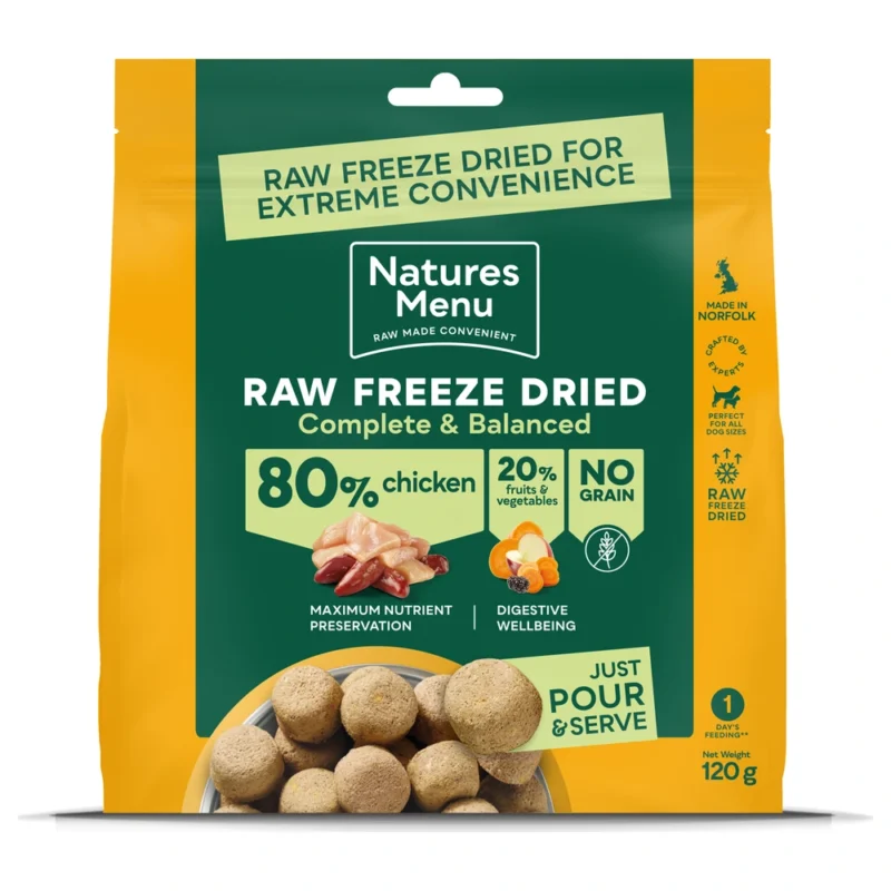 Natures Menu Raw Freeze Dried Chicken Complete Dog Food 120g