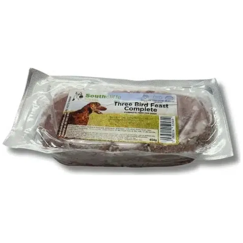 southcliffe three bird feast complete raw dog food 454g