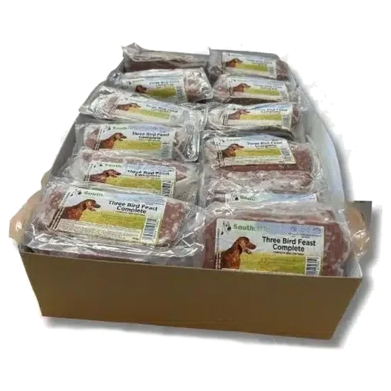 southcliffe three bird feast complete raw dog food box 24 x 454g
